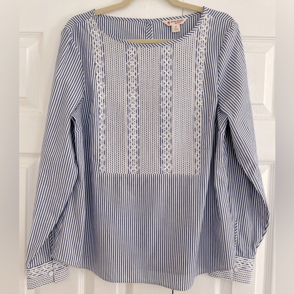 Brooks Brothers Blue & White Striped Blouse